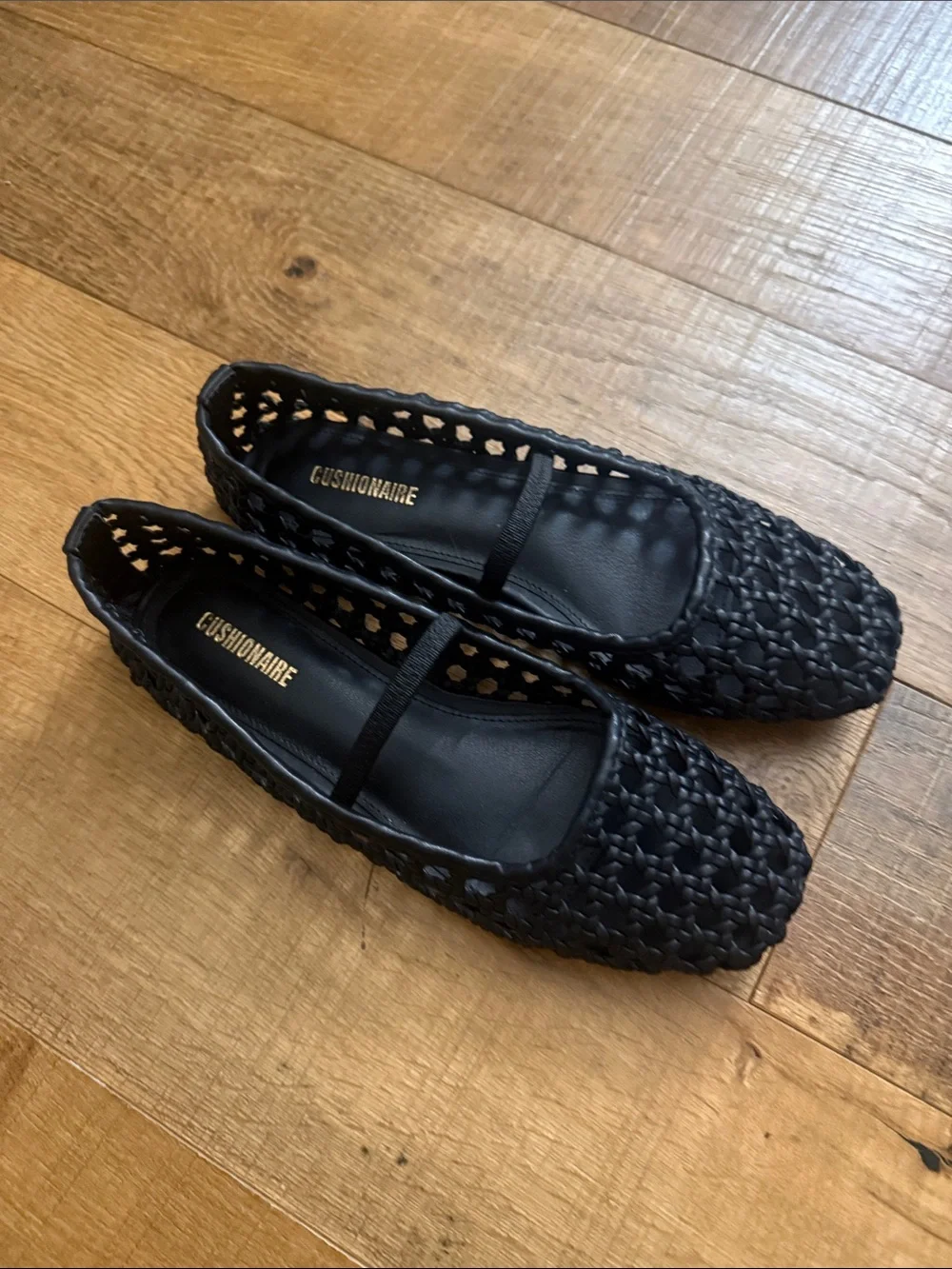 Cushionaire Black Woven Mary Jane Flats with Elastic Strap